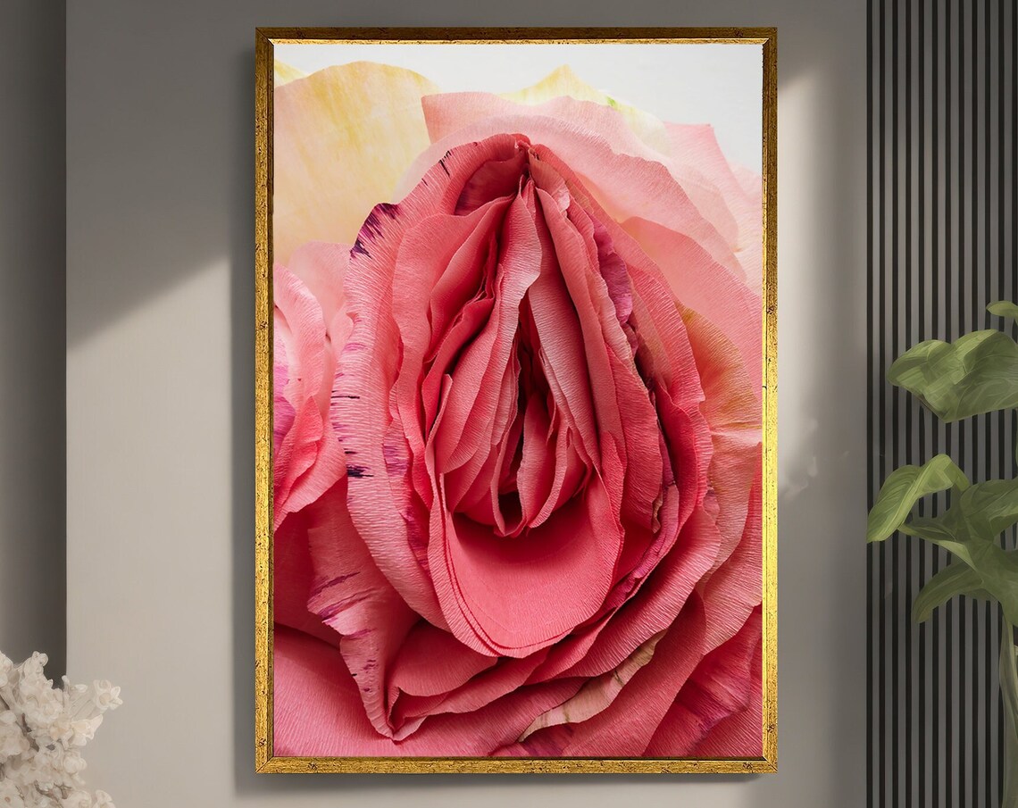 Pink Rose Flower Poster, Floral Wall Art