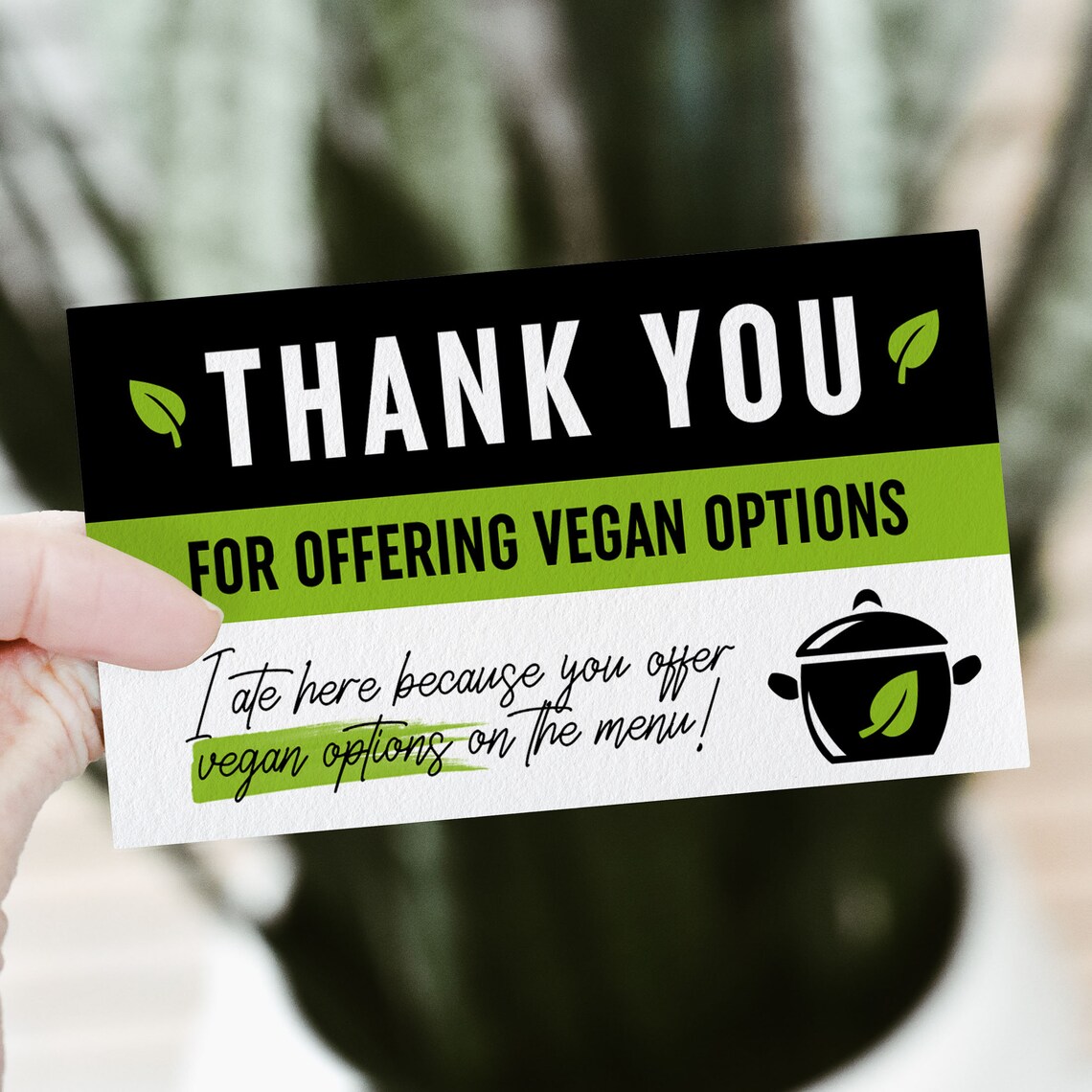 Thank You For Vegan Options Restaurant Leave Behind Cards Print - Image 3