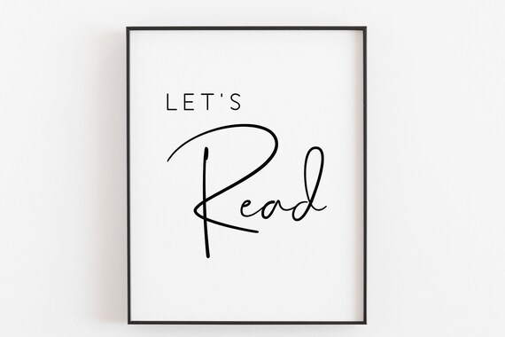 Lets Read Kids Room Bookshelf Reading Nook Script Wall Decor Poster