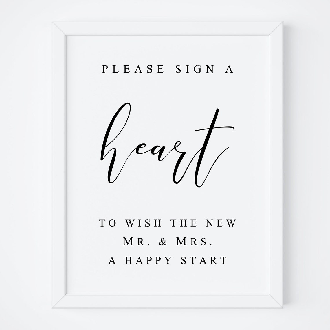 Please Sign A Heart Sign Wish The Newlyweds Happy Start Print