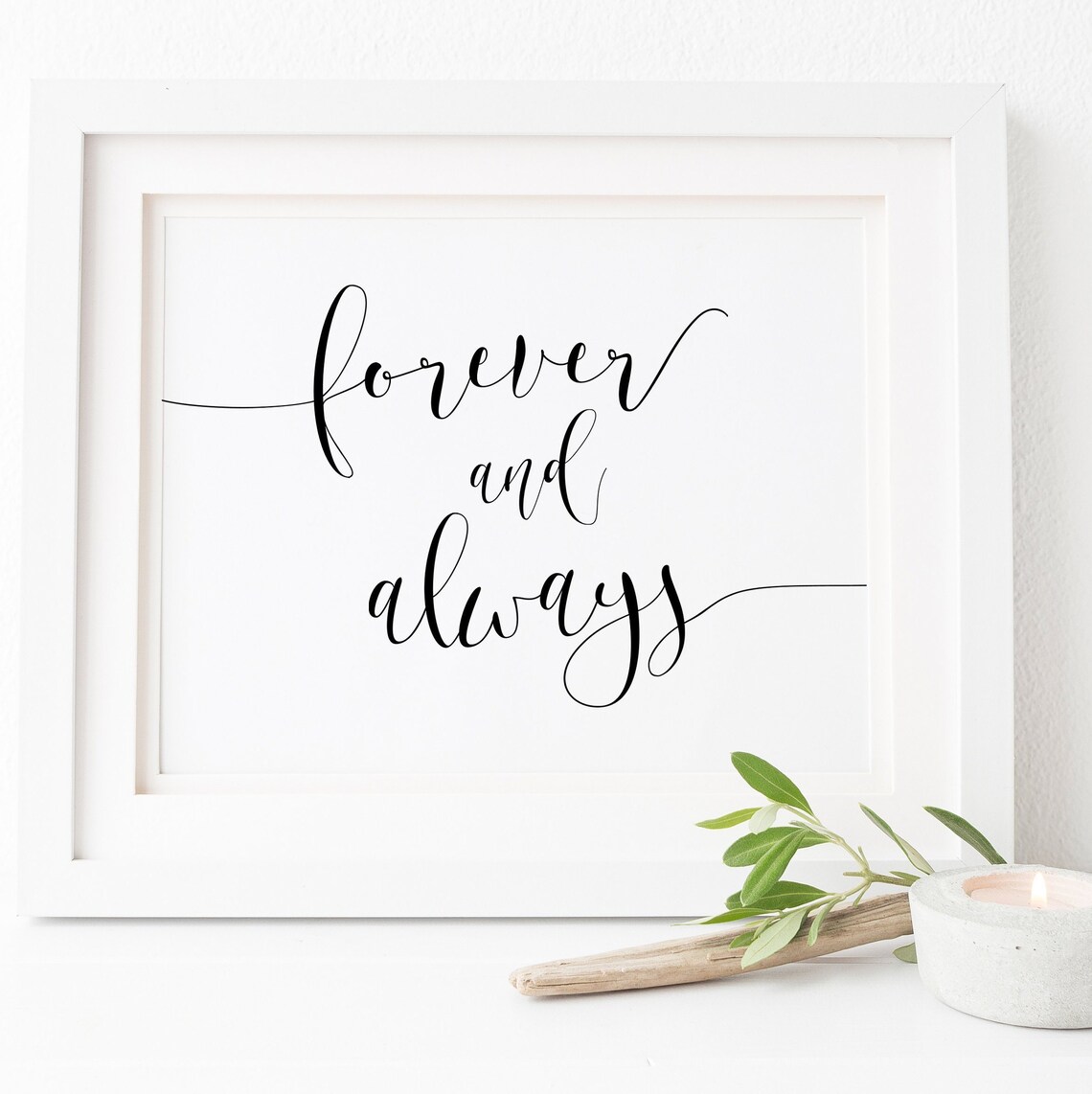 Forever And Always Love Quote Wedding Sign Art Print