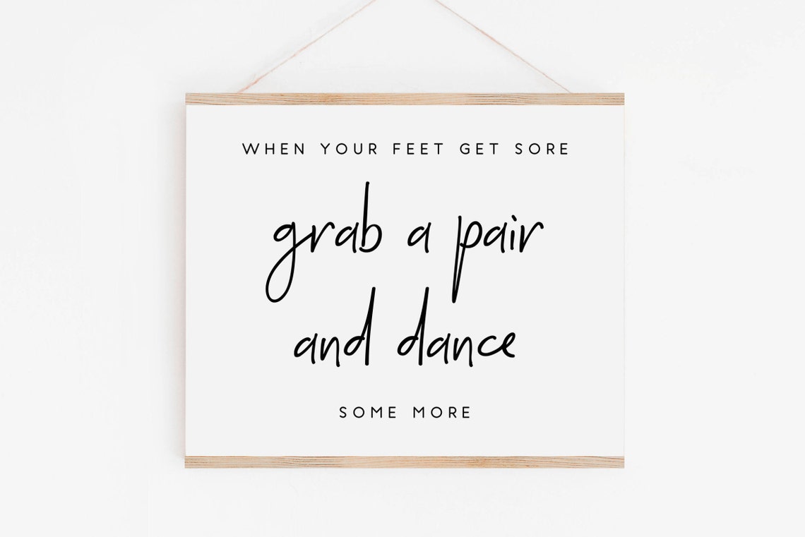 Grab a Pair and Dance Wedding Shoes Sign Minimalist Script Poster
