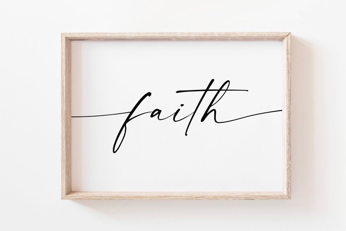 Faith Calligraphy Script Minimalist Christian Word Horizontal Poster