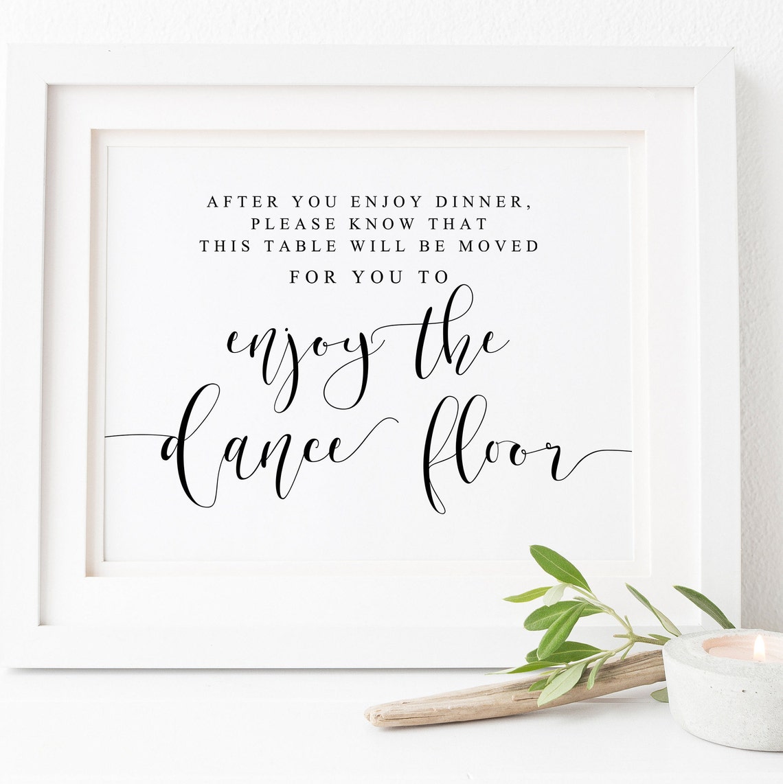 Enjoy The Dance Floor Wedding Reception Table Sign Script Poster