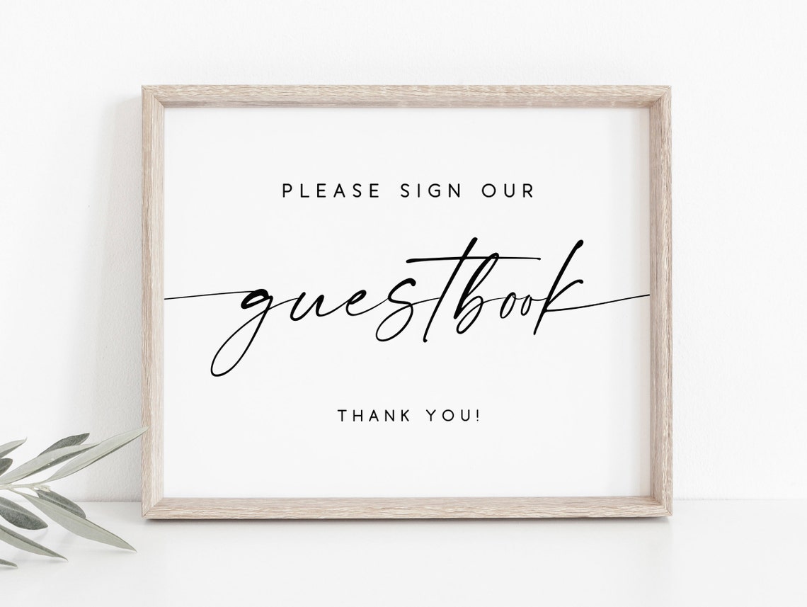 Please Sign Our Guestbook Wedding Sign Calligraphy Quote Poster