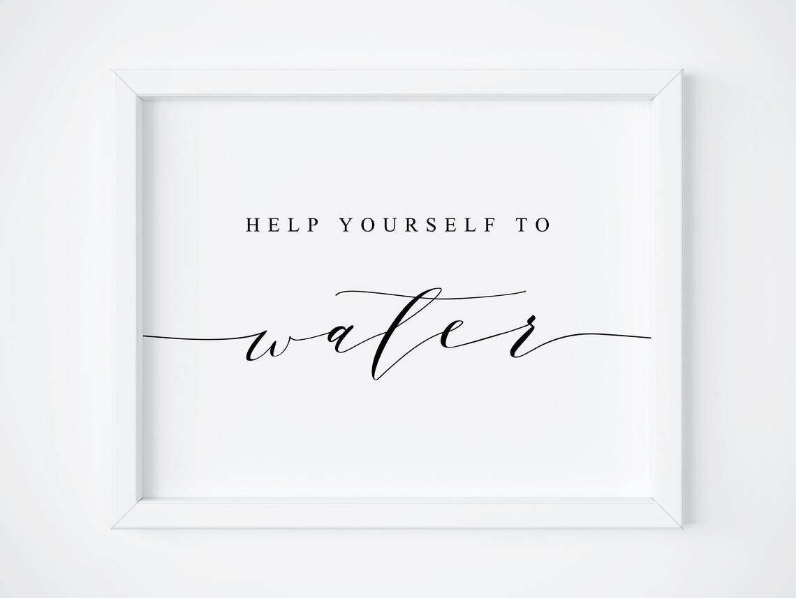 Help Yourself To Water Beverage Sign, Wedding Poster
