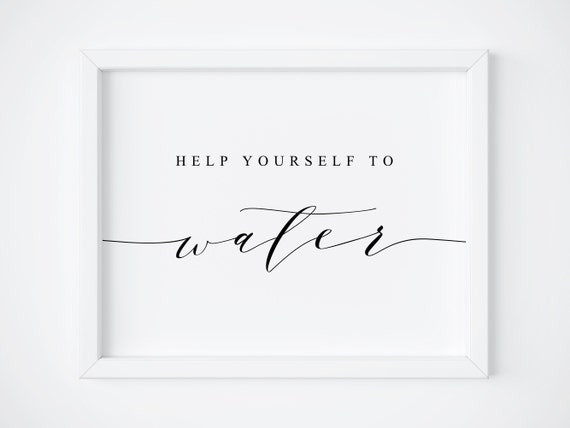 Help Yourself To Water Beverage Sign, Wedding Poster