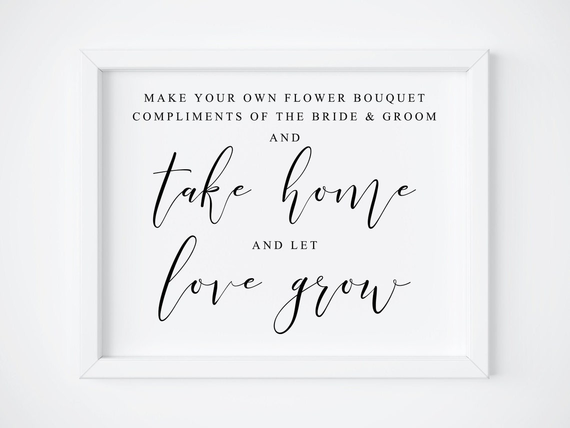 Make Your Own Flower Bouquet Wedding Bloom Bar Favor Sign Poster