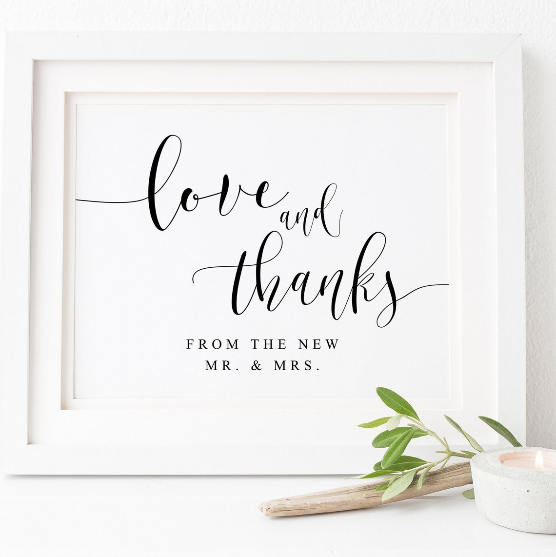 Love And Thanks From The New Mr Mrs Wedding Favor Sign Poster