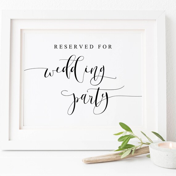 Reserved For Wedding Party Sign, Wedding Ceremony Print