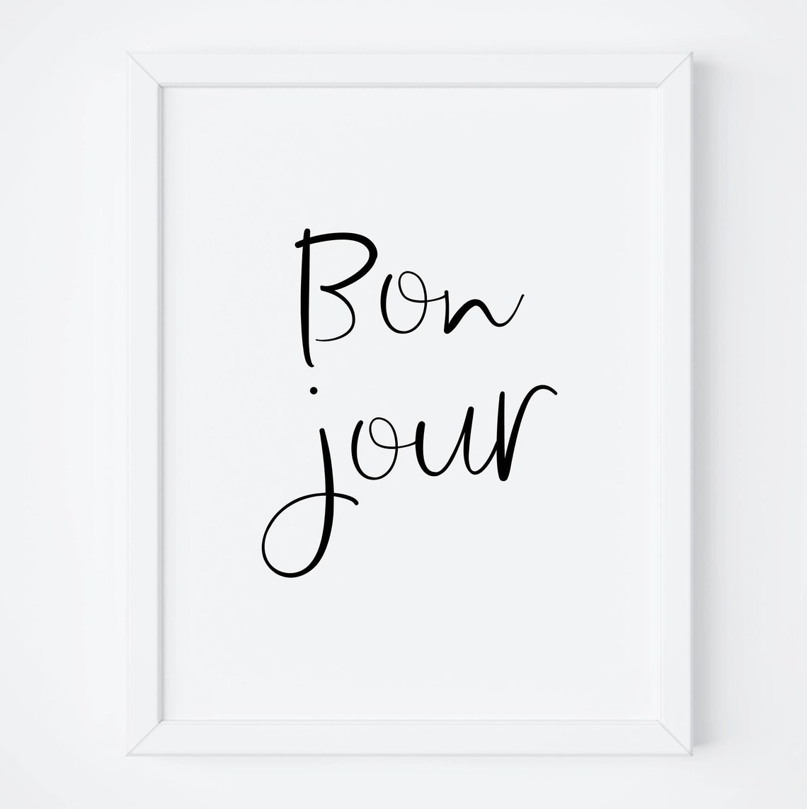 Bonjour French Script Typography Minimalist Home Decor Poster
