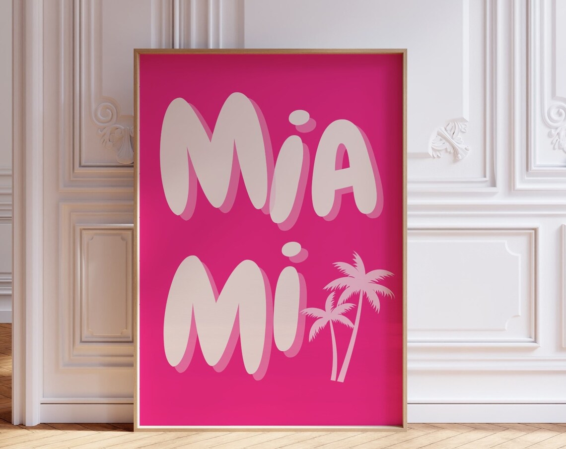 Miami City Travel Print Art Pink Miami Travel Exhibition Print Trendy Wall Print Usa Miami Poster Dorm Room Decor - Image 2