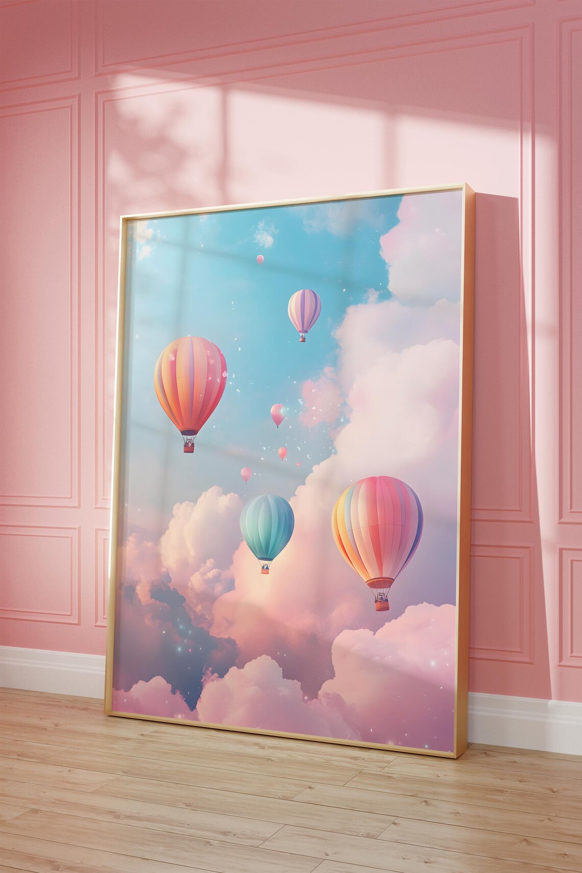 Hot Air Balloon Painting, Whimsical Kids Art Print