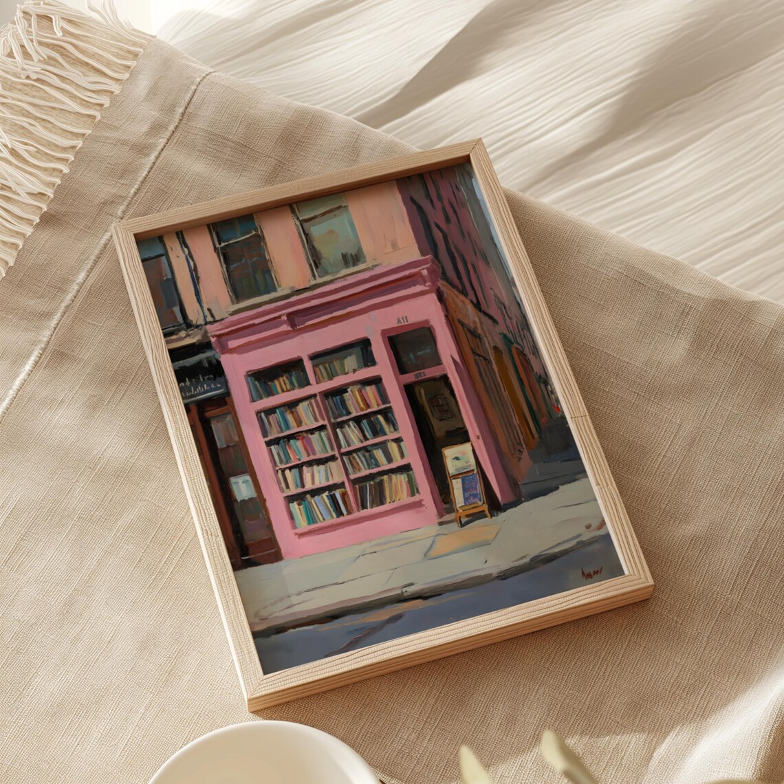 Pink Bookshop Storefront New York City Street Corner Art Print - Image 2