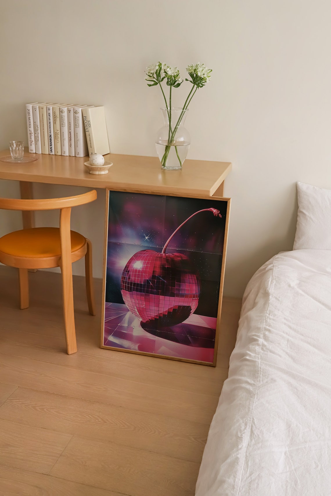Disco Ball Cherry Cosmic Neon Groovy Retro 80s Dance Party Poster - Image 2