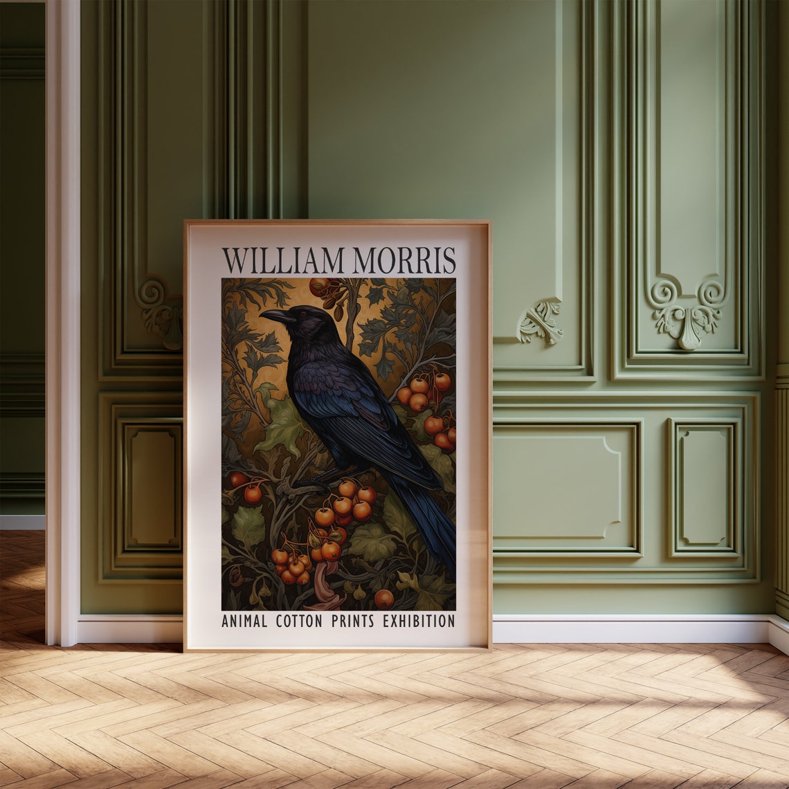 William Morris Black Crow Berry Branch Animal Exhibition Poster - Image 3