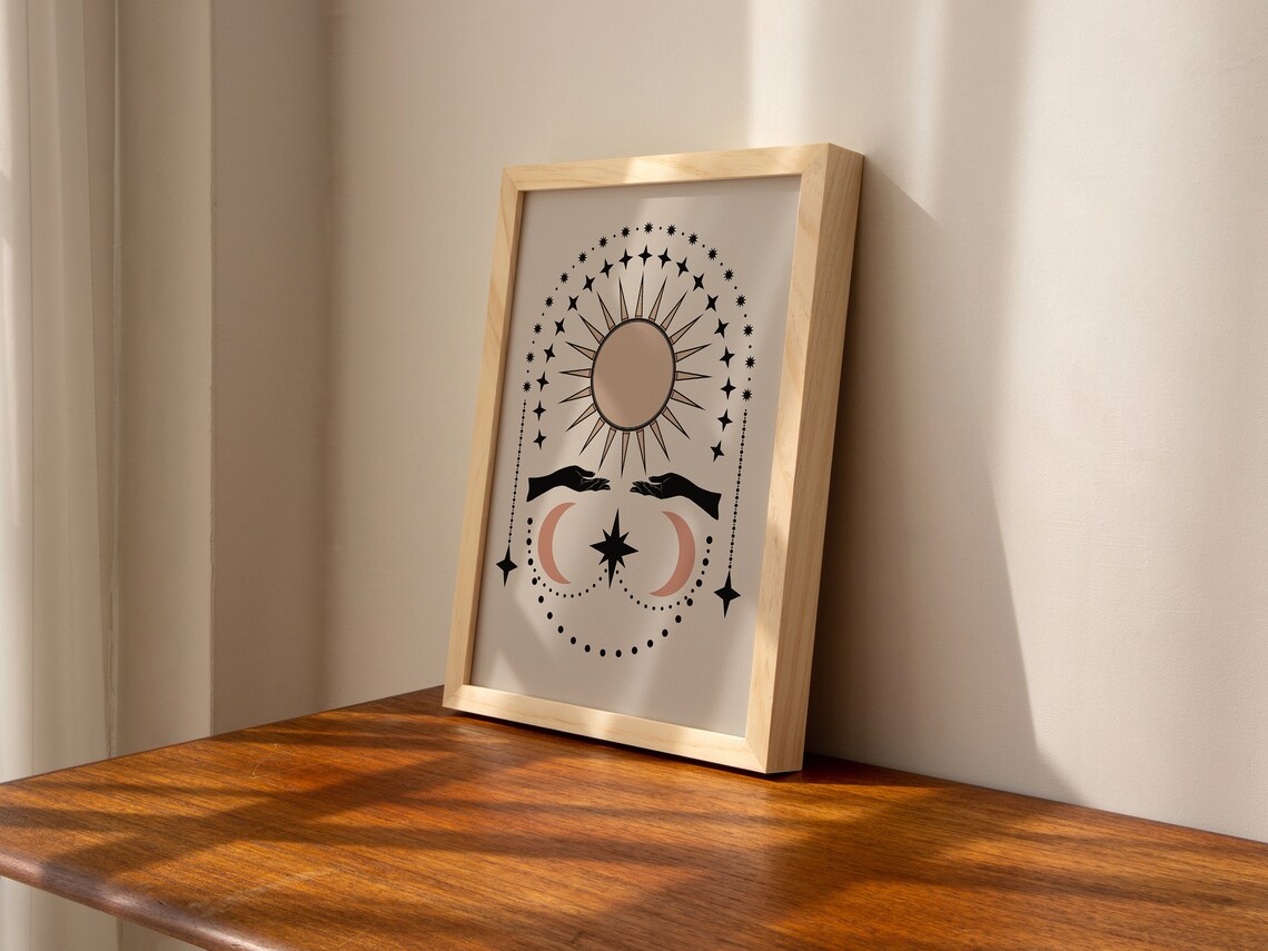 Mystical Boho Sun and Moon Celestial Art Print - Image 2