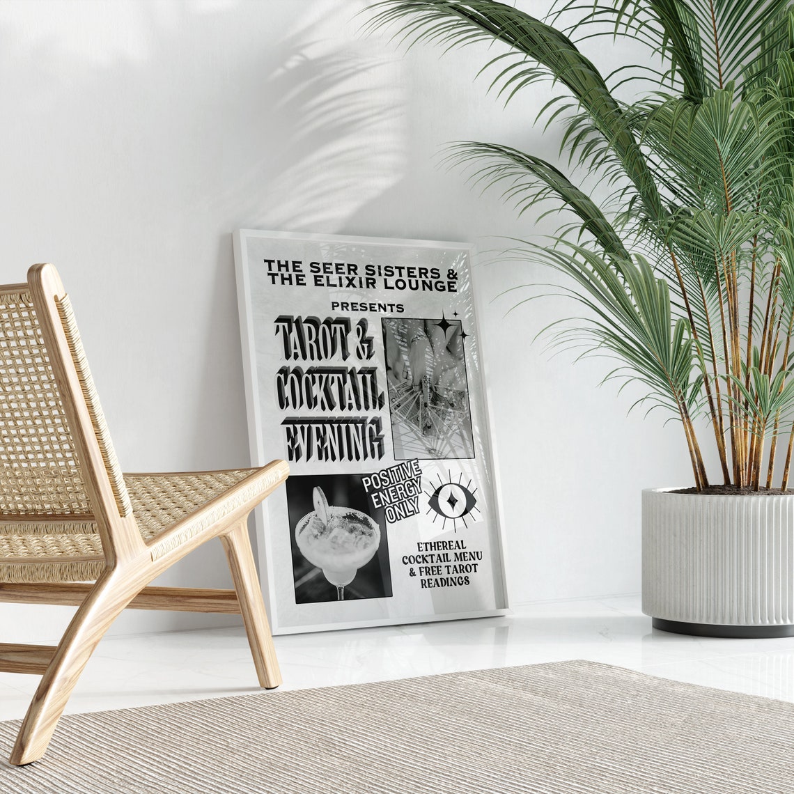 Tarot And Cocktails Newspaper Headline Print Newspaper News Headline Aesthetic Poster Trendy Tarot Card Bar Cart Cocktails Alcohol Art - Image 3