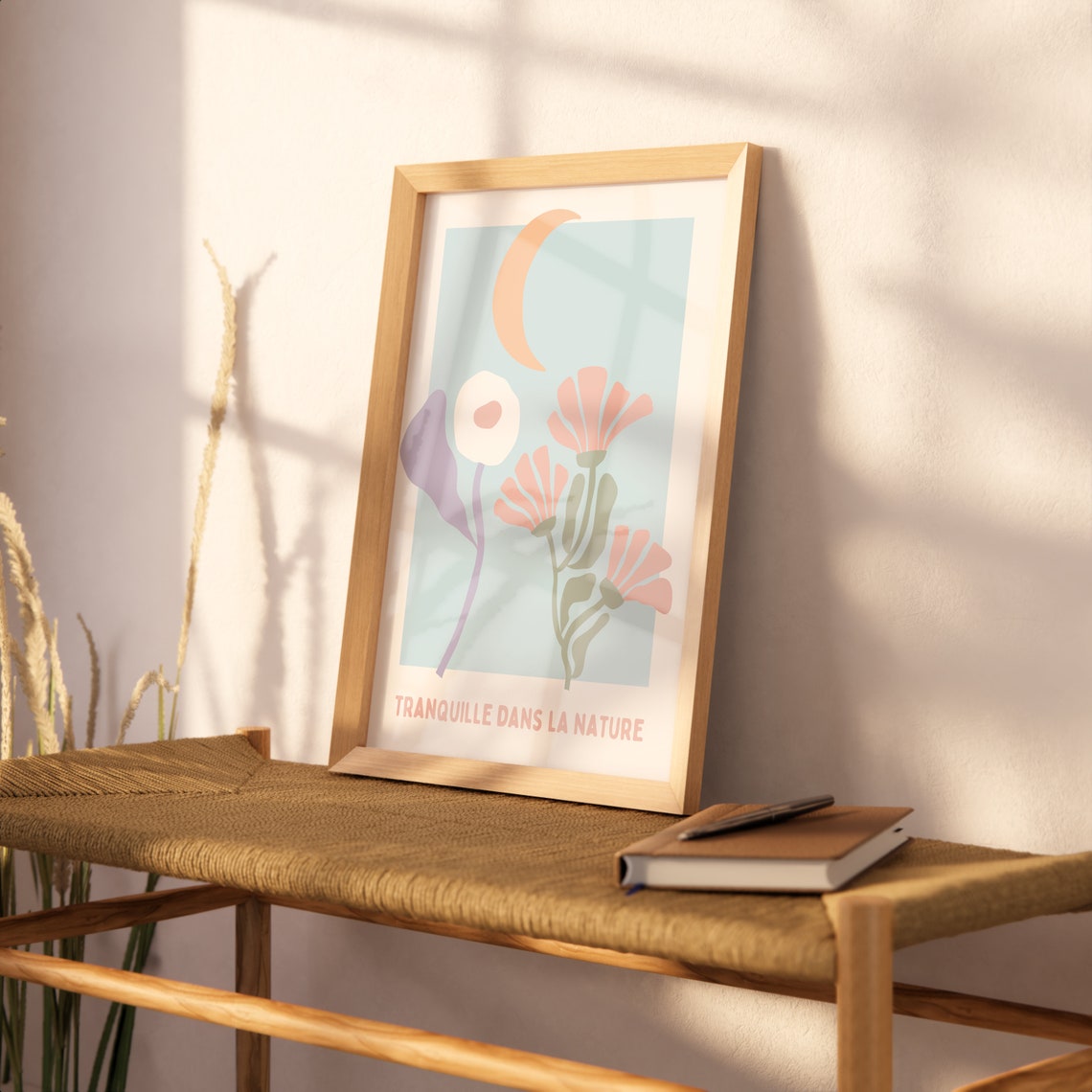 Tranquille Dans La Nature Pastel Moon Flower Garden Abstract Poster - Image 2