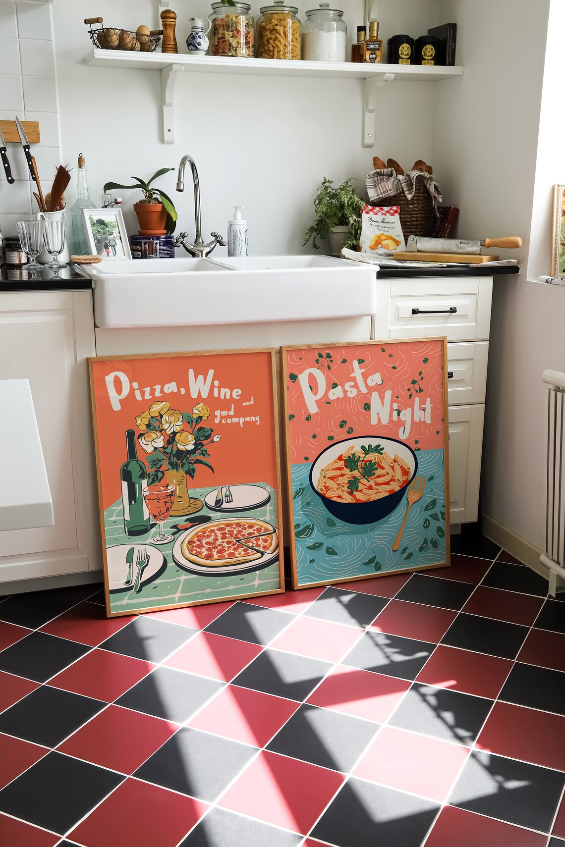 Pasta Night Retro Kitchen Dining Art Print - Image 2