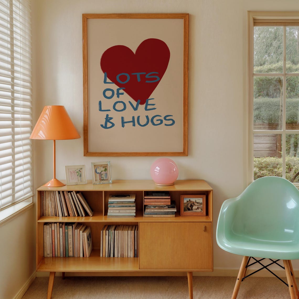 Lots Of Love And Hugs Big Red Heart Hand Drawn Wall Decor Poster - Image 2