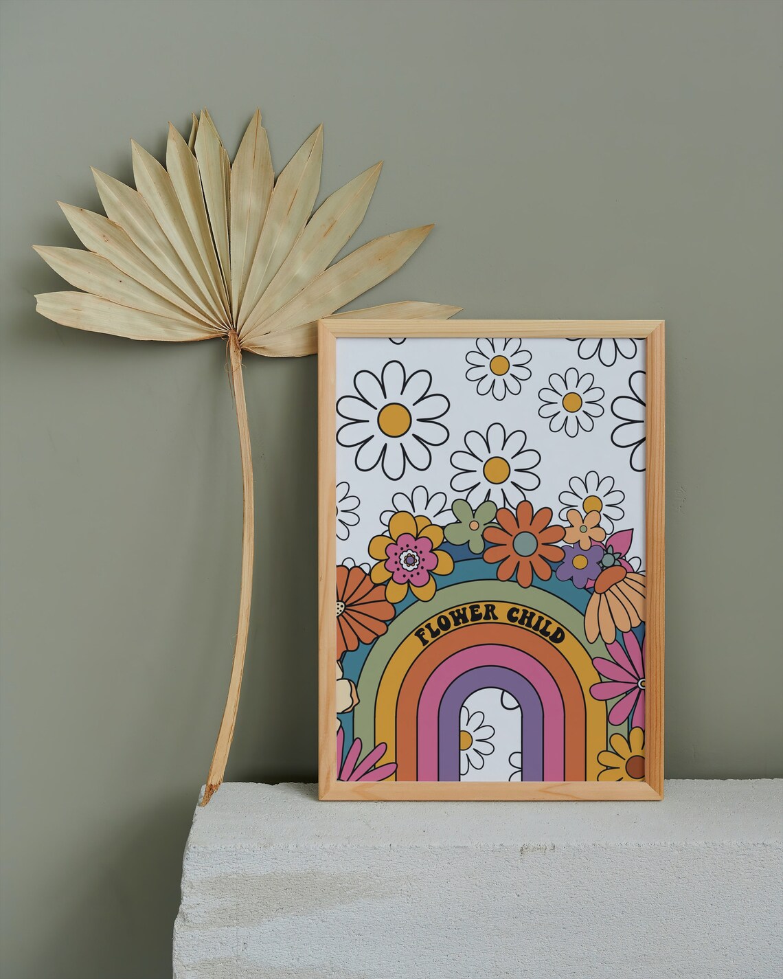 Colourful Retro Flower Child Floral Art Print - Image 2