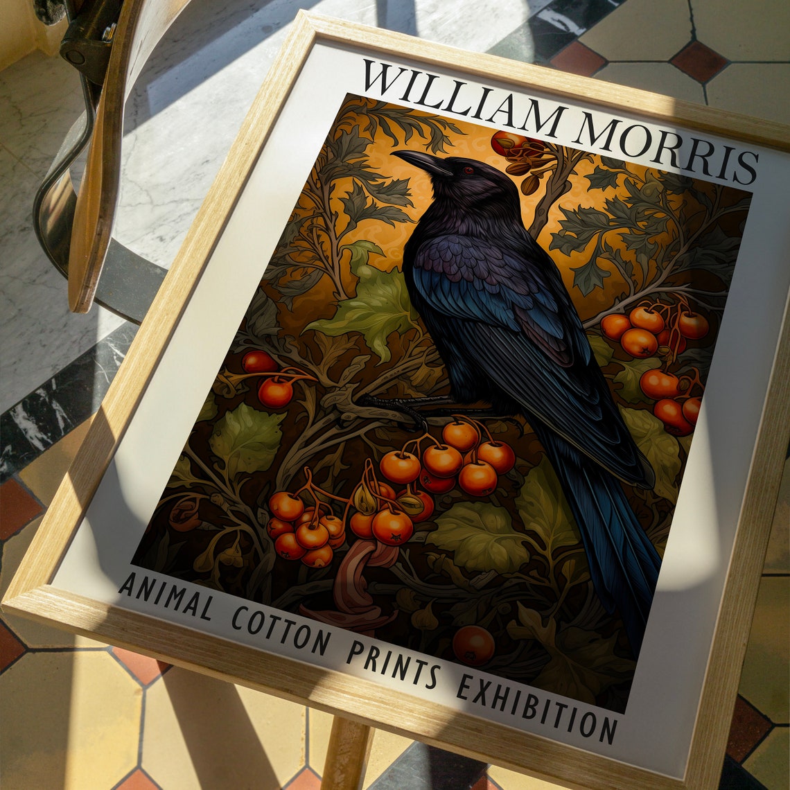 William Morris Black Crow Berry Branch Animal Exhibition Poster - Image 2