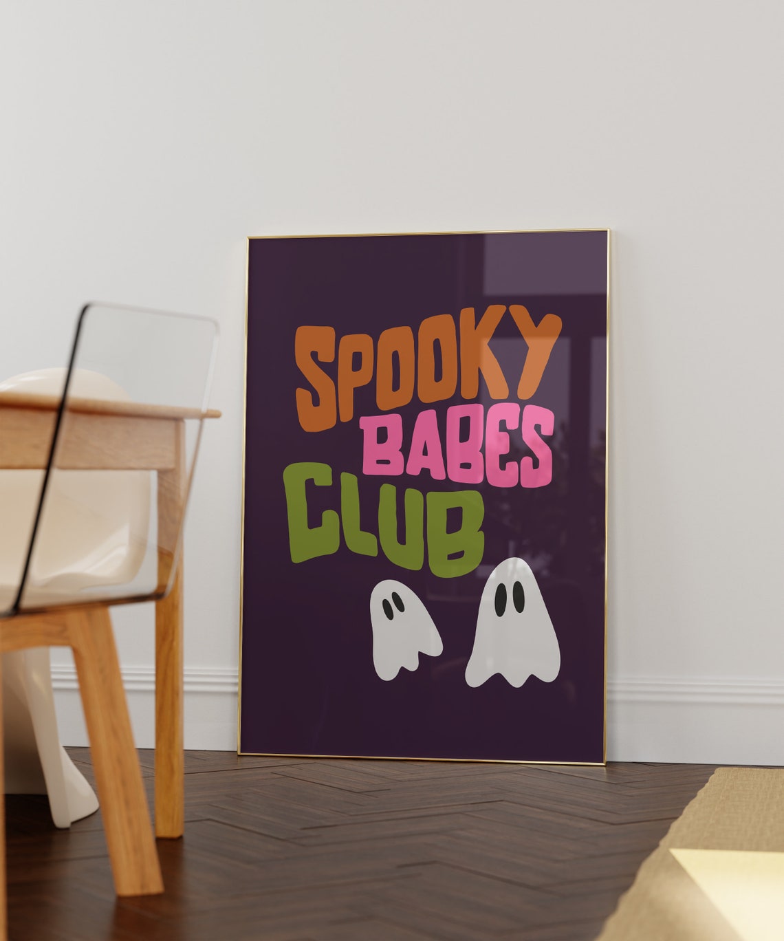 Spooky Babes Club Halloween Ghost Cute Retro Funny Party Poster - Image 2