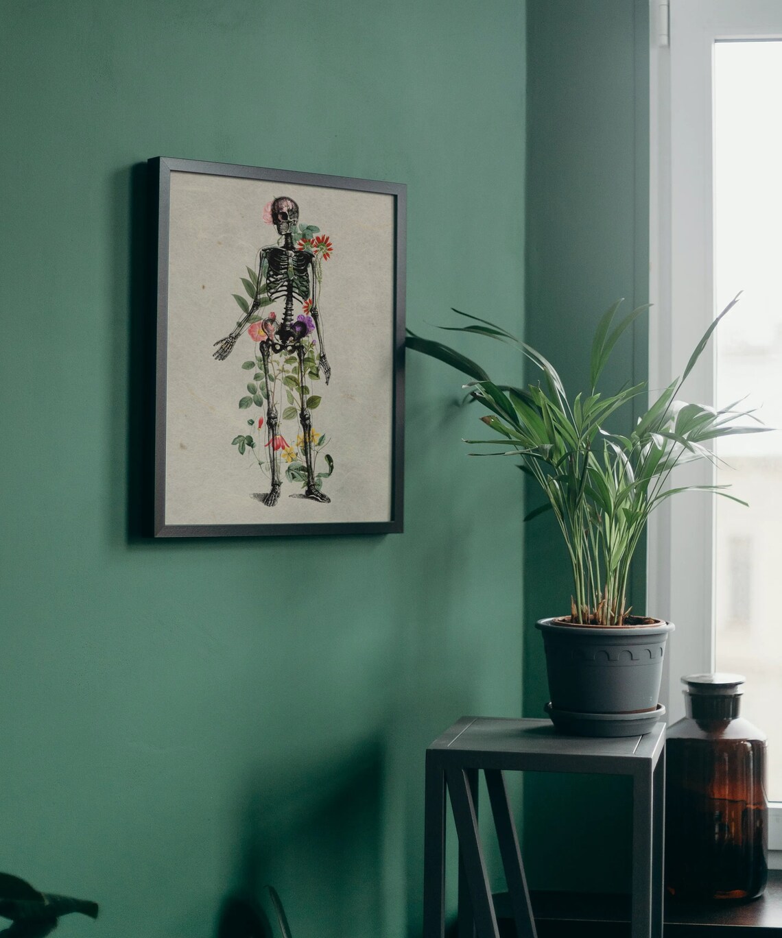 Antique Floral Human Anatomy Art Print, Botanical Skeleton - Image 2