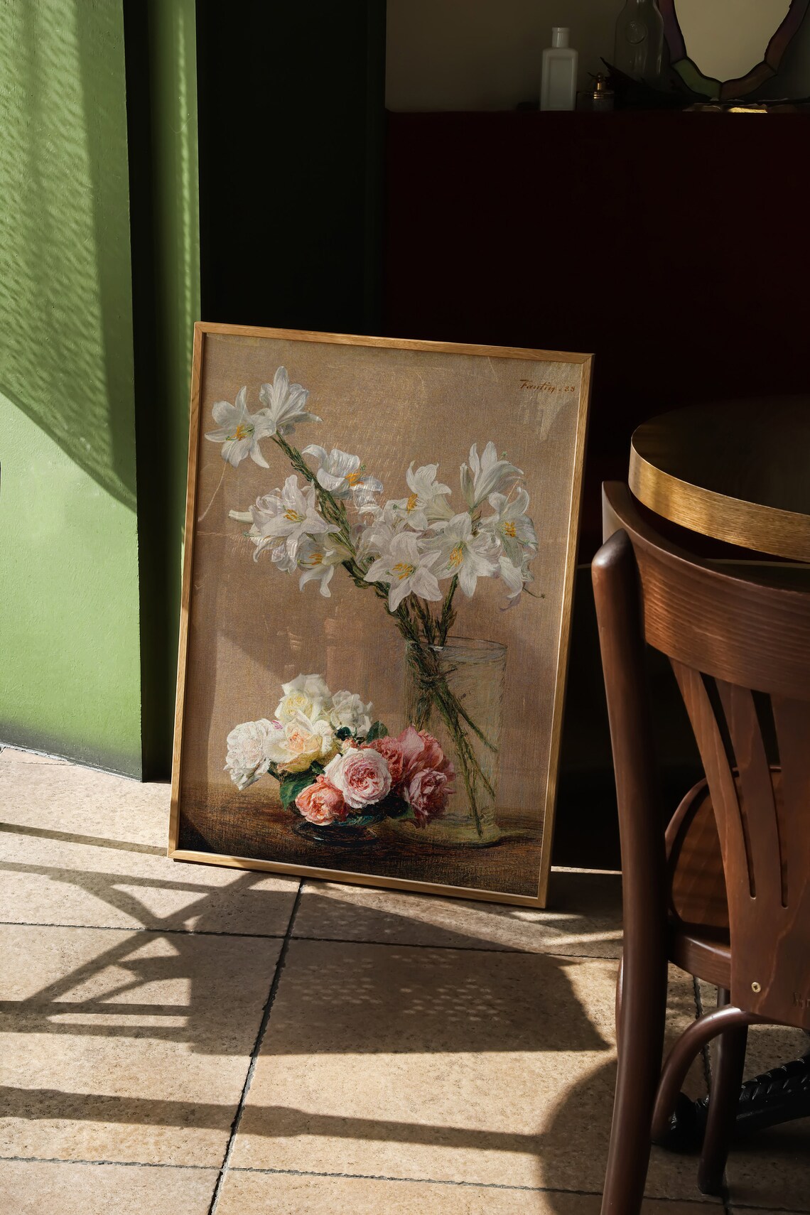 Vintage Roses and Lilies Still Life Art Print - Image 4