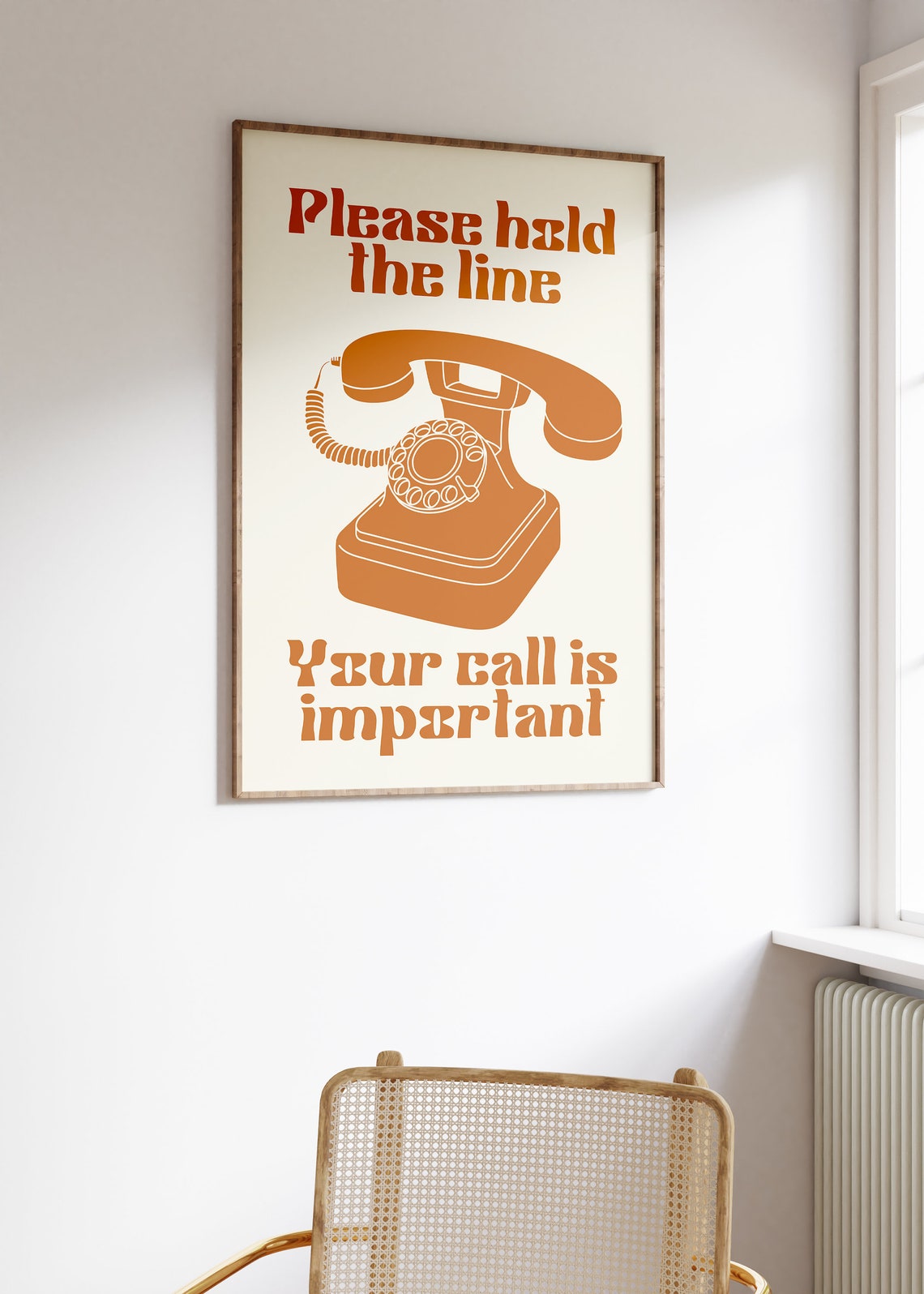 Please Hold The Line Retro Telephone 70s Style Fun Phone Art Poster - Image 2