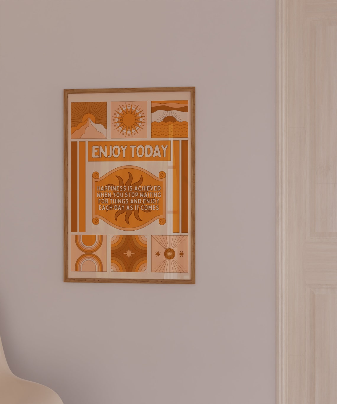 Enjoy Today Boho Warm Earthy Sunshine Happiness Quote Collage Poster - Image 2