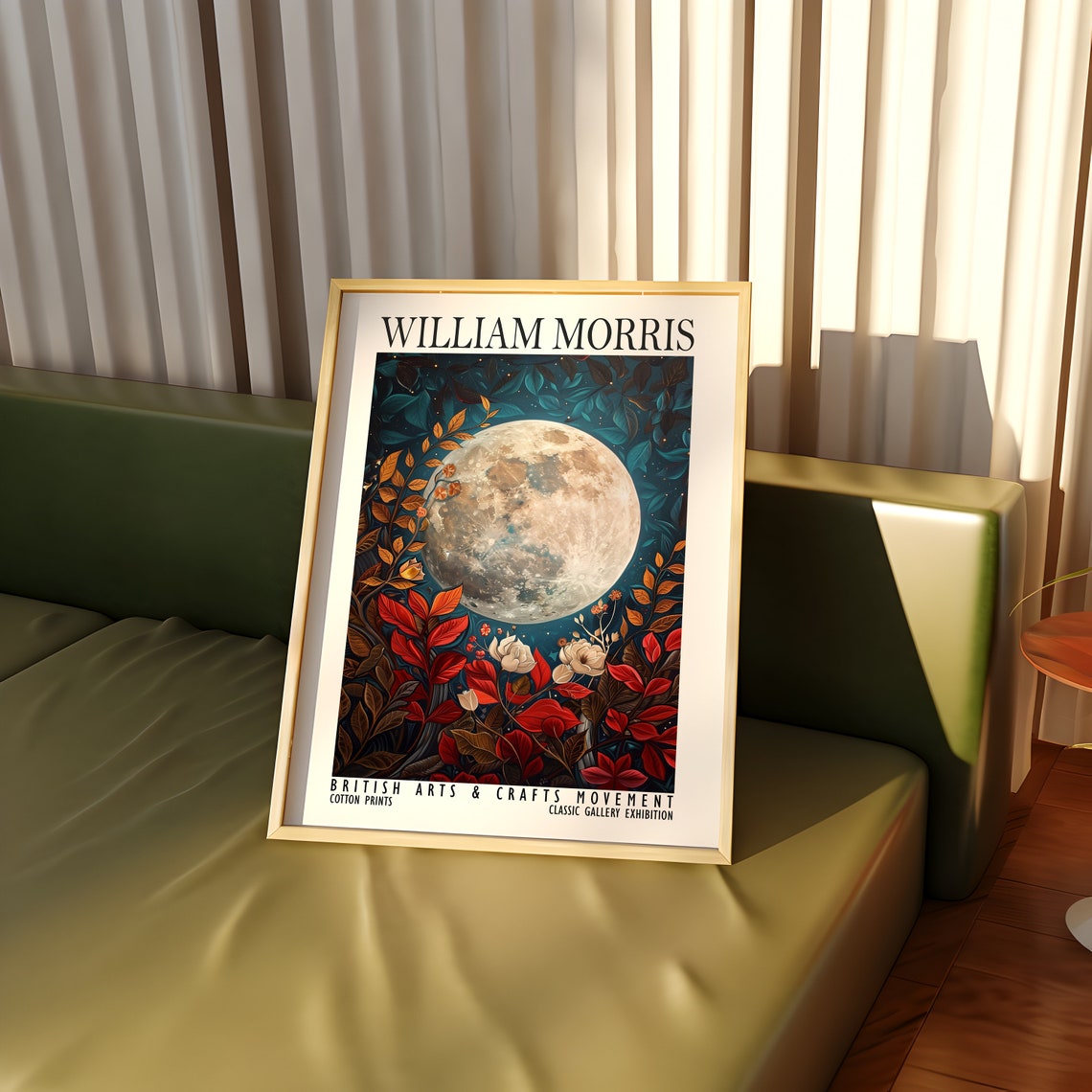 William Morris Full Moon Night Garden Botanical Exhibition Poster - Image 3