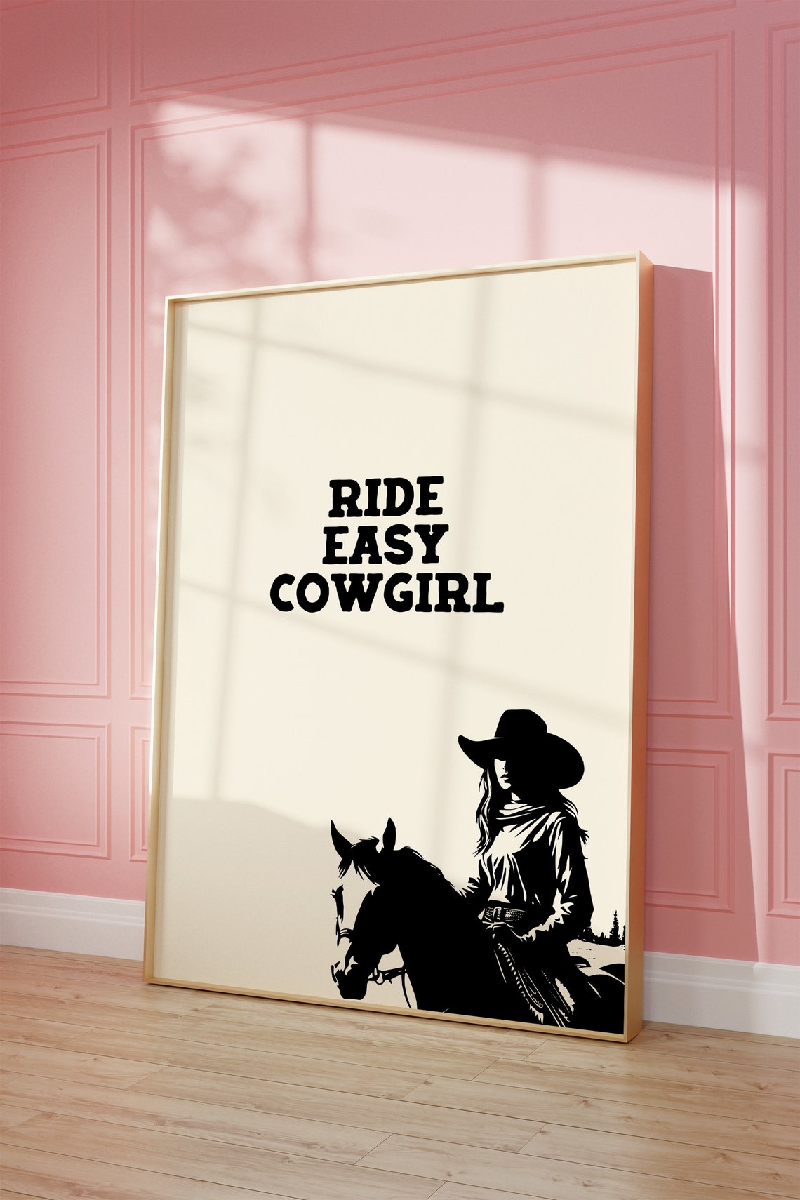 Ride Easy Cowgirl Western Horse Silhouette Minimalist Poster - Image 3