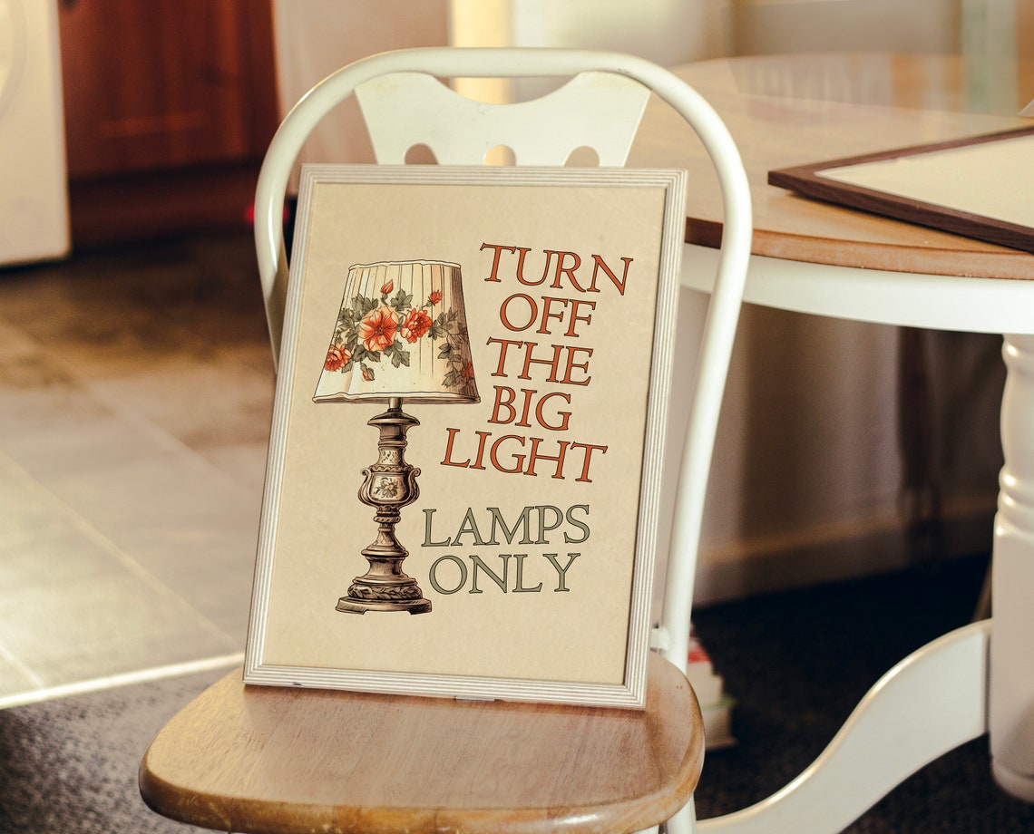 Turn Off The Big Light Lamps Only Cozy Vintage Floral Lamp Print - Image 4
