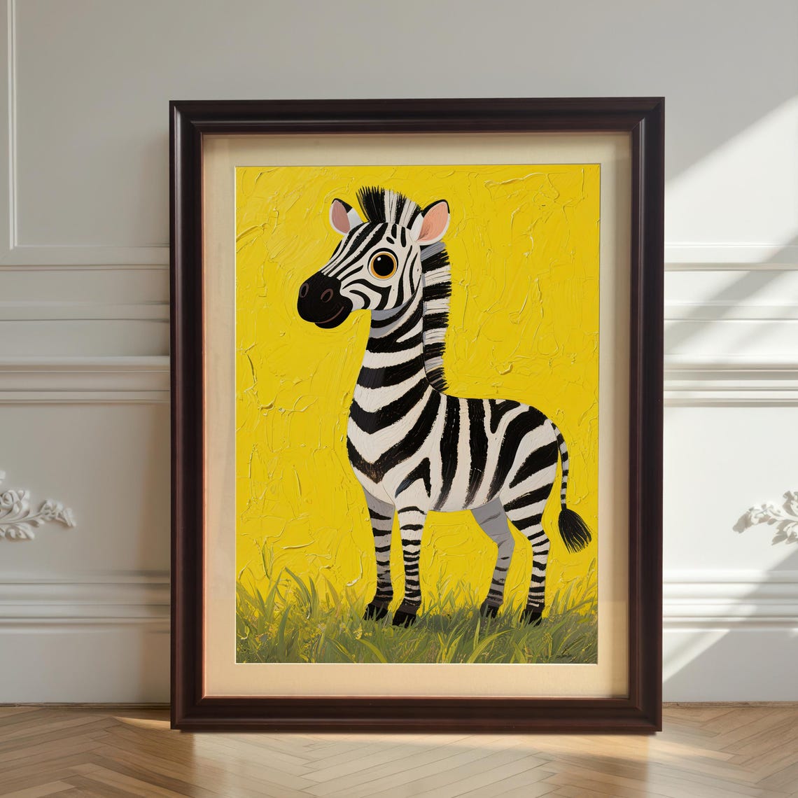 Zebra Portrait Art Print, Nursery Decor