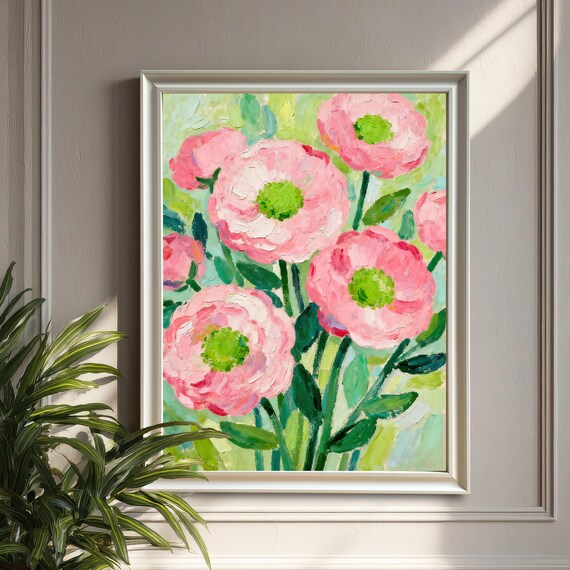 Impressionist Pink Peony Poster Print