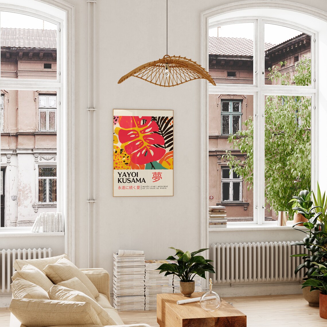 Yayoi Kusama Red Monstera Dream Japanese Tropical Art Poster - Image 5