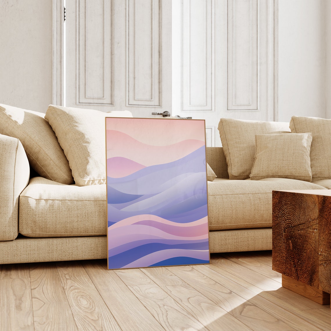 Pastel Pink Purple Waves Dreamy Gradient Flow Abstract Art Poster - Image 4