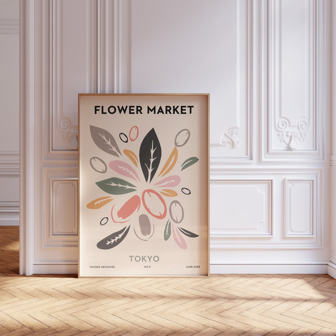 Flower Market Tokyo Papiers Découpés Leaf Art Collage Poster - Image 3