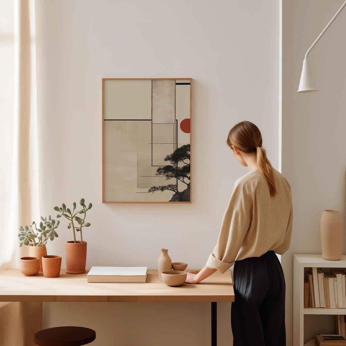 Tan And Black Japandi Wall Art, Zen Art Print - Image 3