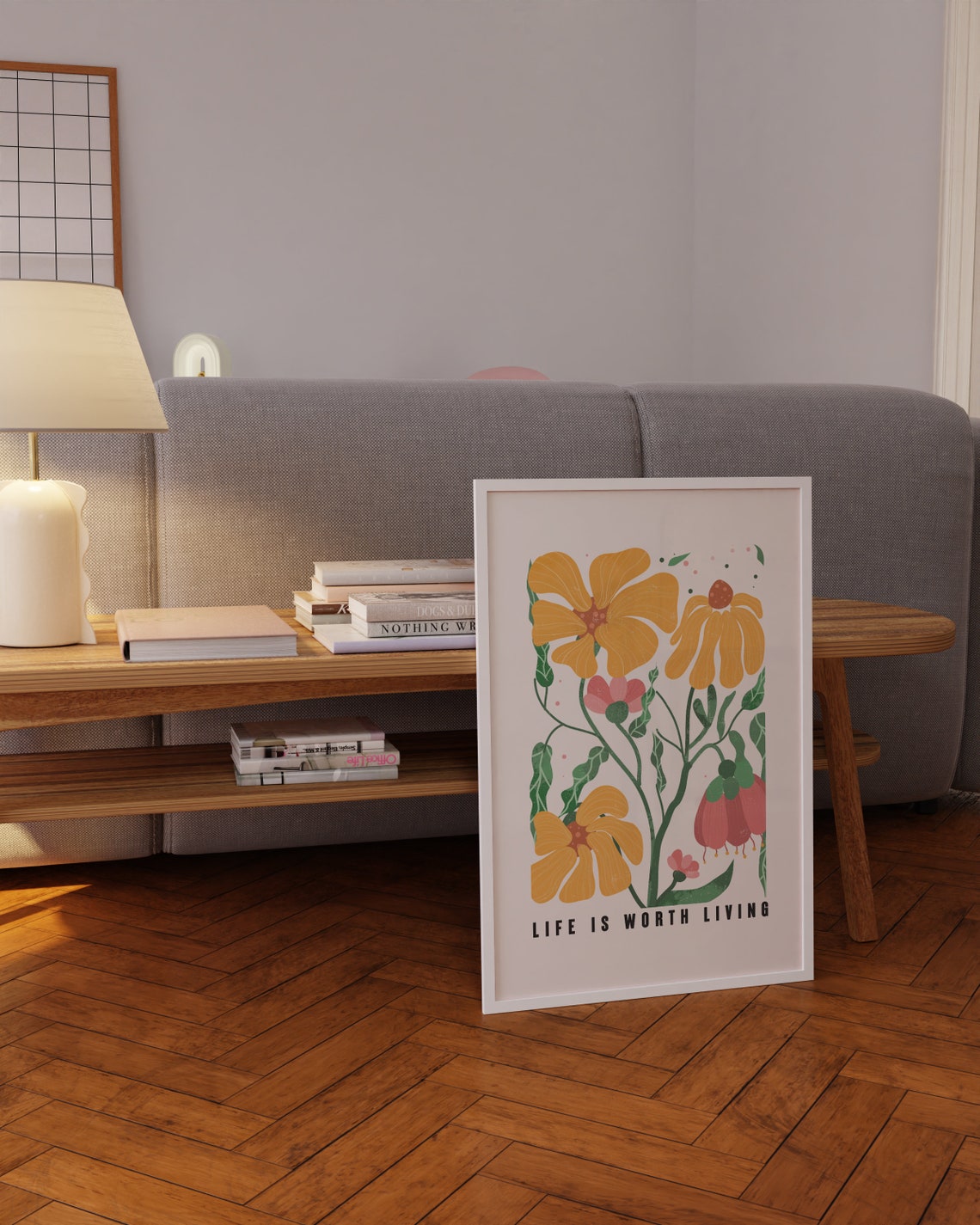Life Is Worth Living Yellow Wildflower Botanical Quote Poster - Image 4