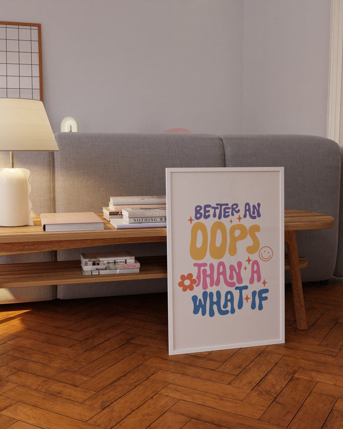 Better an Oops Than a What If Colorful Retro Quote Art Poster - Image 4