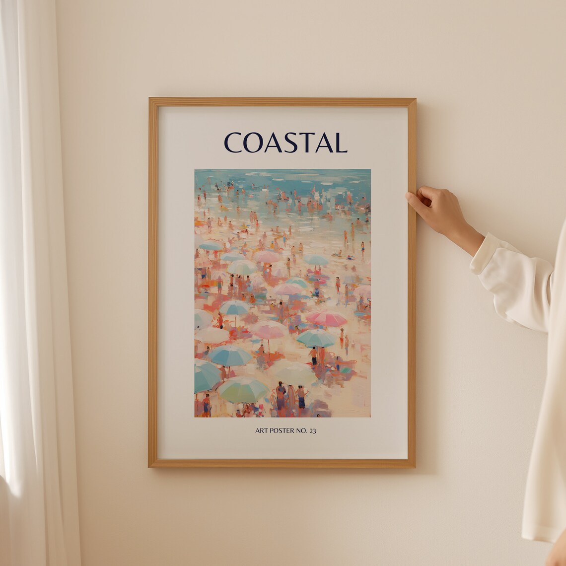 Pink Ocean Watercolor Art Print, Coastal Decor