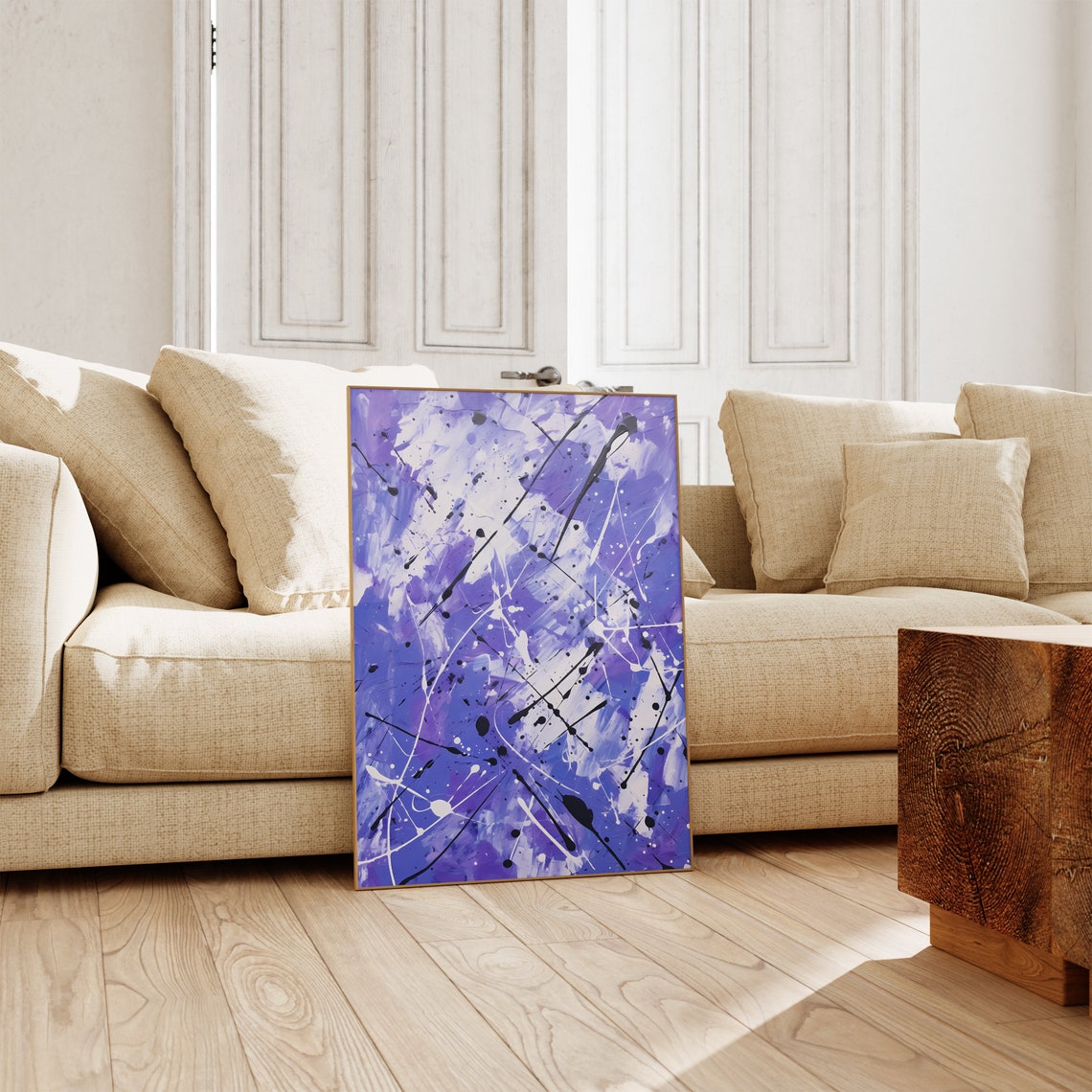 Jackson Pollock Style Purple White Drip Splatter Abstract Art Poster - Image 5