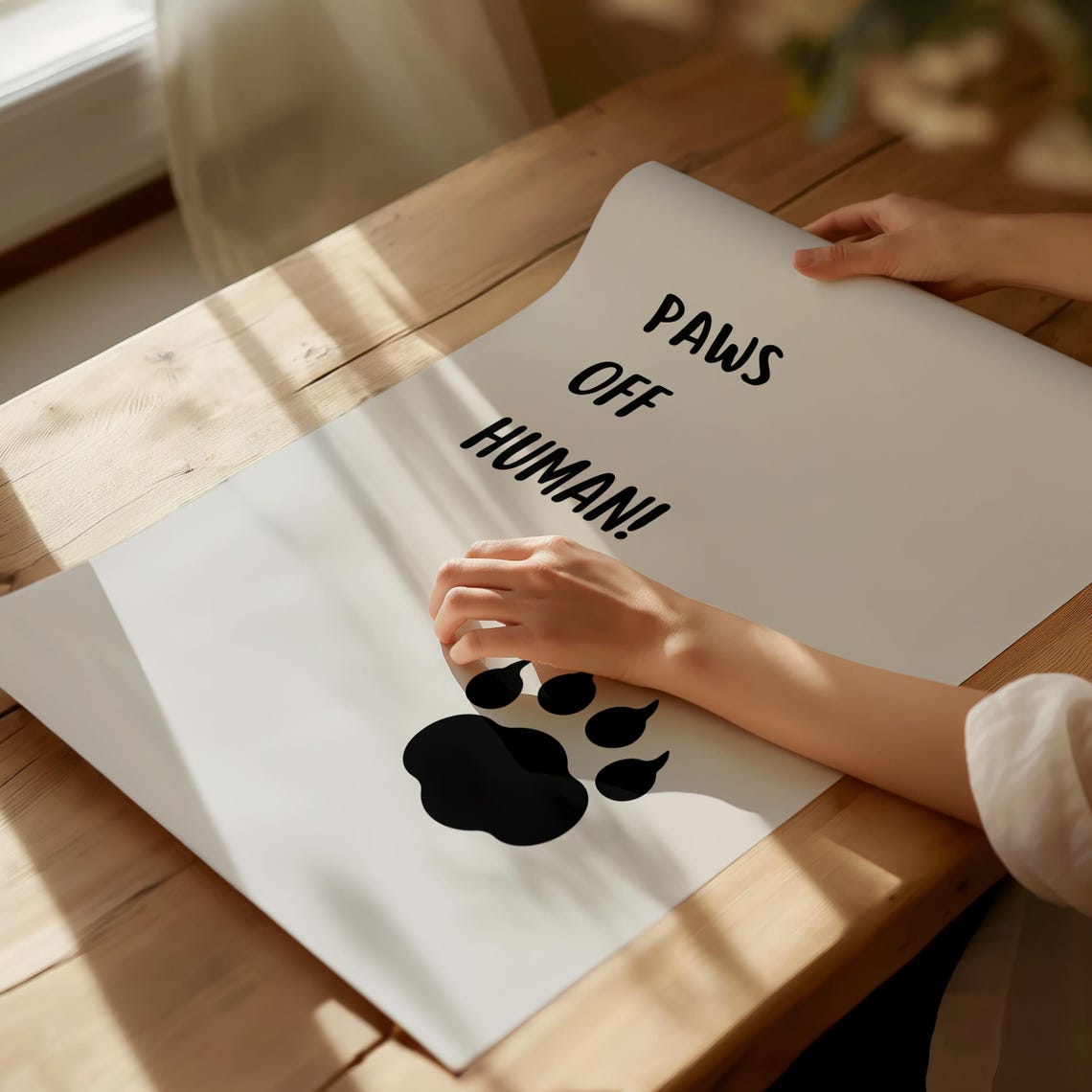 Paws Off Human Funny Bold Typography Big Black Paw Icon Poster - Image 4