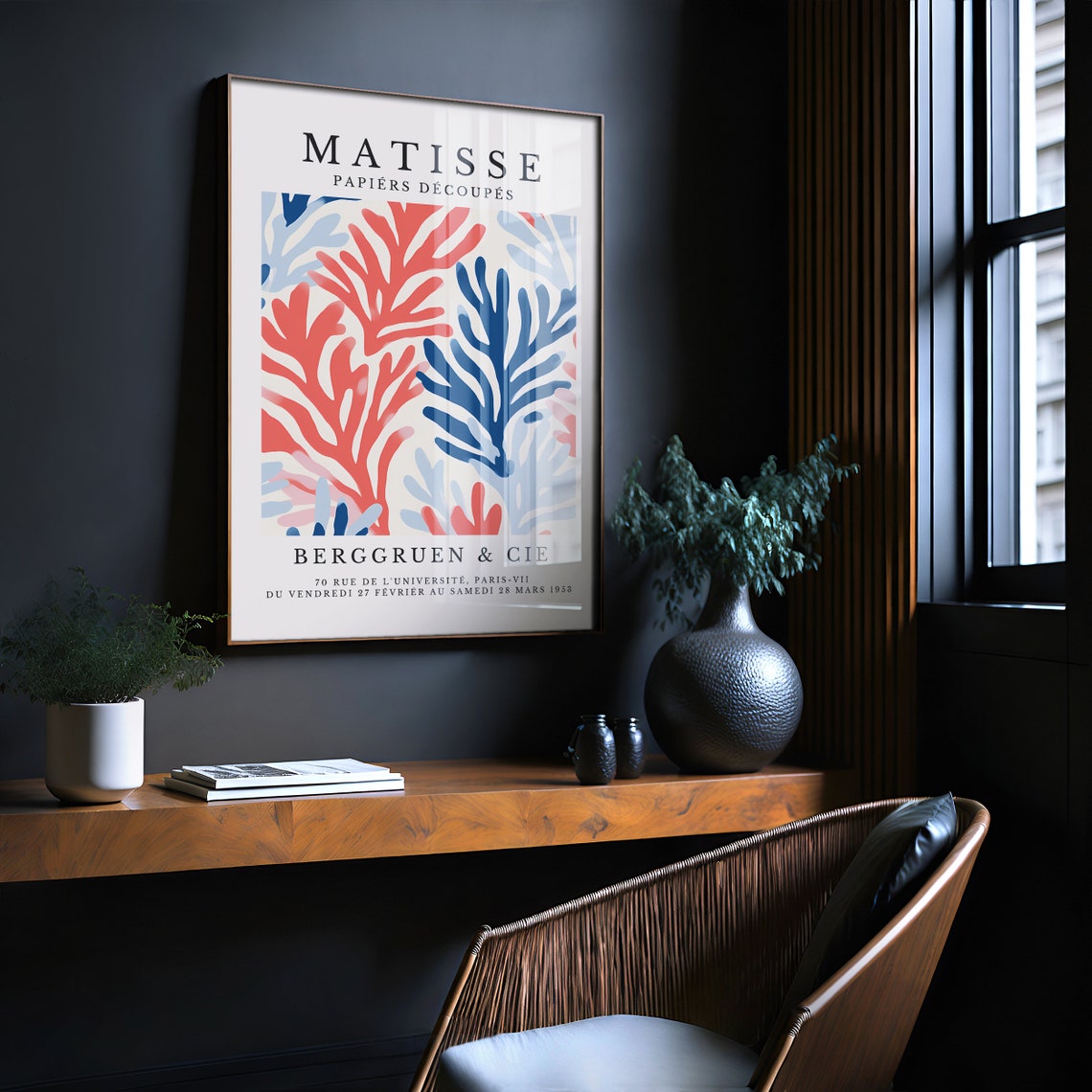Henri Matisse Coral Leaf Cutouts Paris Exhibition 1953 Art Poster - Image 3