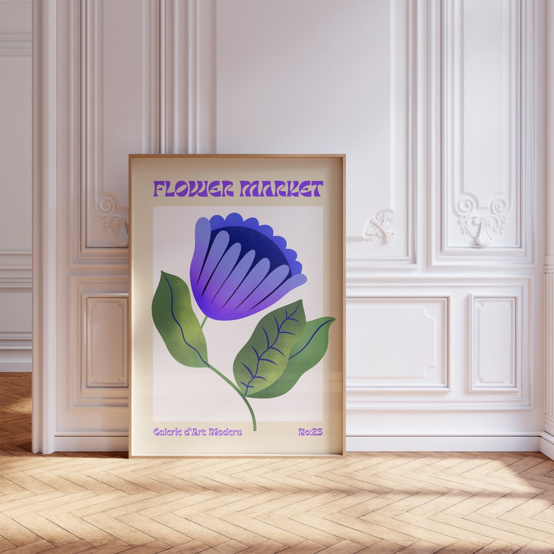 Flower Market No 23 Purple Blue Bloom Retro Botanical Poster - Image 5