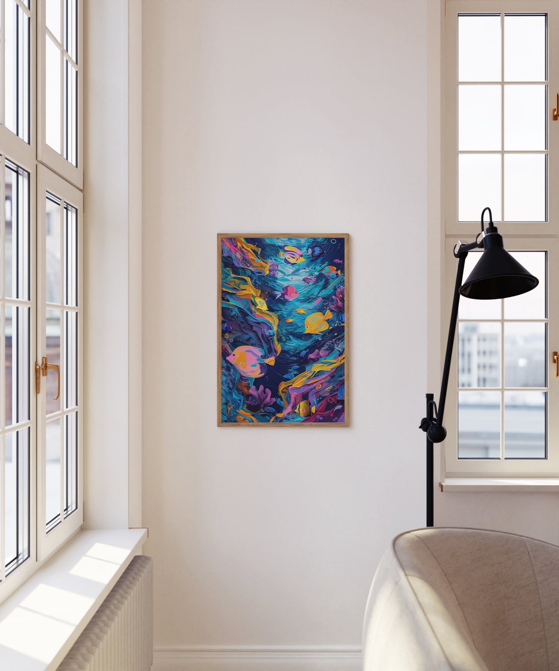 Colorful Underwater Coral Reef Tropical Fish Ocean Swirl Poster - Image 5