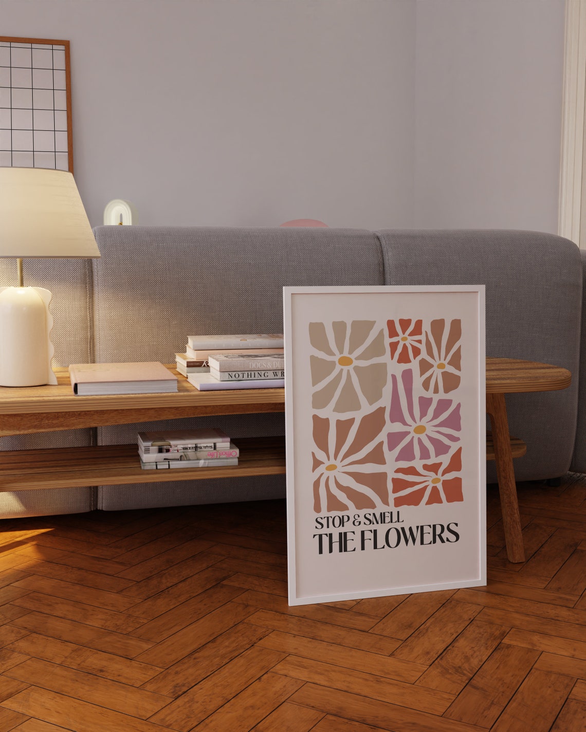 Stop and Smell the Flowers Retro Floral Daisy Mindfulness Poster - Image 4